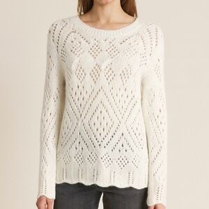 LOFT White Open Knit Pullover Sweater – Size Medium‎
